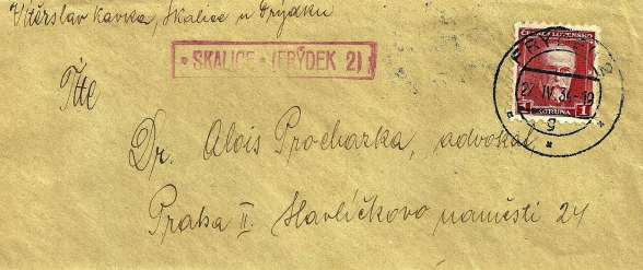 - 14 - Pošta v Jablunkově byla odstoupena Polsku 4.X.1938. Pod polskou správou používala expediční razítka s rozlišením *a*, *b*, *c*, *d*, *e*.