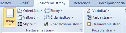 1.3 Nastavenie parametrov strany Okraje, orientácia papiera (na výšku alebo na šírku papiera),veľkosť papiera,.