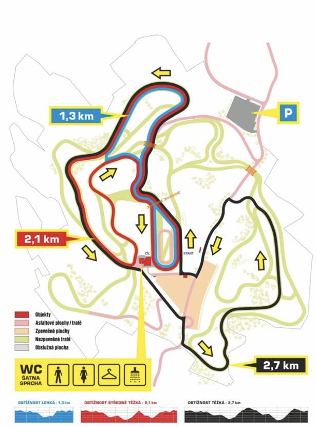 IN LINE, CYKLO A BĚŽECKÉ TRATĚ Celkem tři asfaltové okruhy pro in line, různé stupně obtížnosti Tratě vedou prakticky celým areálem Široké využití veřejností i sportovními kluby Příjem pro areál z
