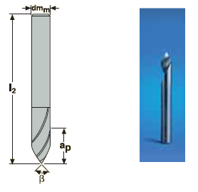 UTB ve Zlíně, Fakulta technologická 60 Obr. 42. Použité nástroje IV [13] Tab. 12. Rozměry nástroje V dm m (mm) l 2 (mm) a p (mm) z n β ( ) 4 50 3,5 1 60 Obr. 43. Použité nástroje V [13] 8.