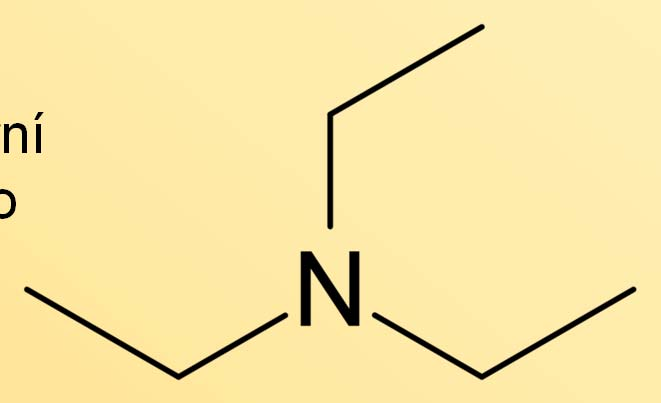 Terciální aminy Triethylamin: se používá běžně v laboratorní praxi jako silná báze, je to kapalina ostrého zápachu s vysokým bodem varu Používá se jako součást přípravku pro anestezii mušek