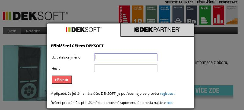 Přihlášení Přihlášení DEKSOFT