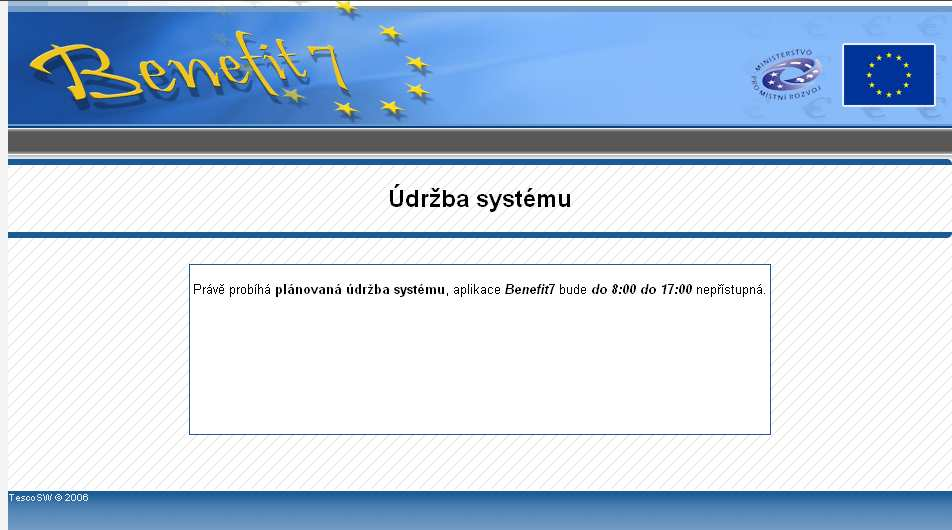 Systémové požadavky v tomto okně jsou uvedeny parametry hardwarového a softwarového vybavení, se kterým je možné aplikaci Benefit7 bez problémů používat.