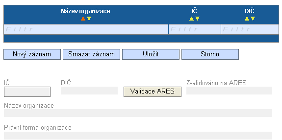 Pořadové číslo pole se naplní automaticky po uložení záznamu o VP/podpoře de minimis. IČ vyberte identifikační číslo příjemce nebo partnera.