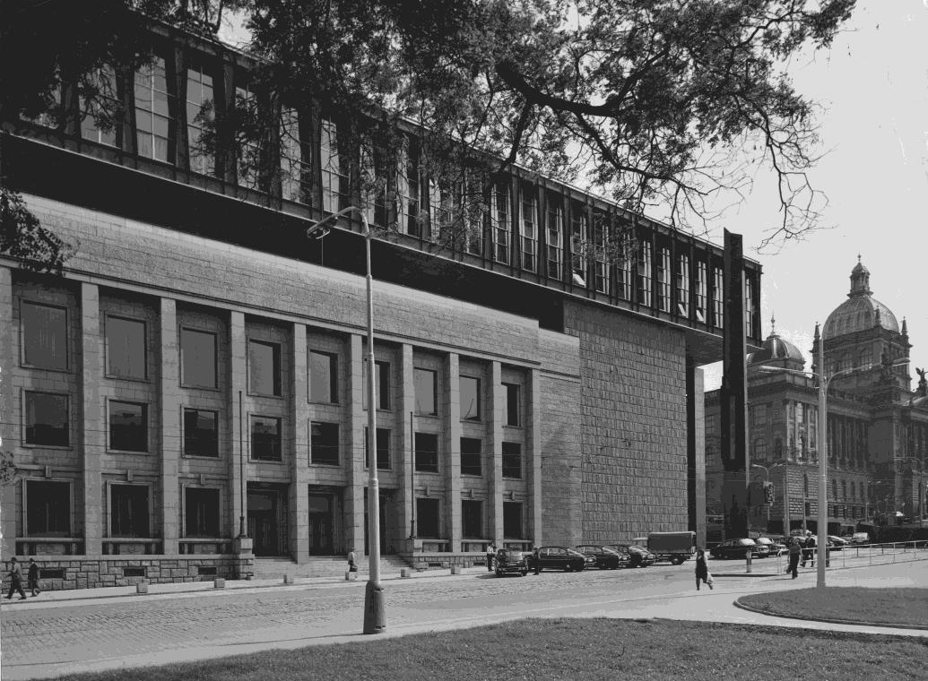 Obr.49: Karel Prager a kolektiv: soutěžní návrh na přestavbu budovy Národního Shromáždění, 1966, perspektivní pohled z