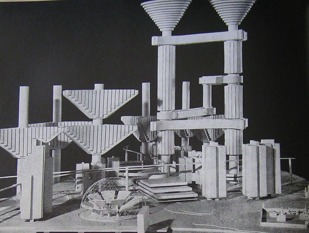 Obr.59: Arata Isozaki: návrh prostorového města, 1962 Obr.