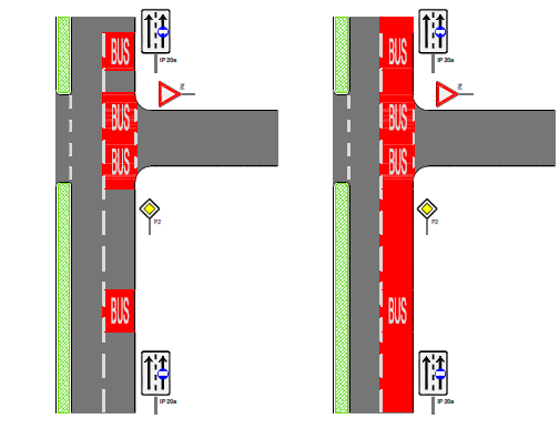PREFOS Možnosti zvýraznění VJP v prostoru křižovatky Prostorové parametry provozu autobusů/trolejbusů VHD po tramvajovém tělese Normové ustanovení zakazující provoz BUS po tramvajovém tělese při