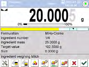 3. Po stisknutí tlačítka, nebo při aktivní funkci <Multiplier s editing yes> (nastavení, viz kap. 17.2) se zobrazí dotaz na počet zpracovávané receptury (např. dvojnásobný počet = součinitel 2).