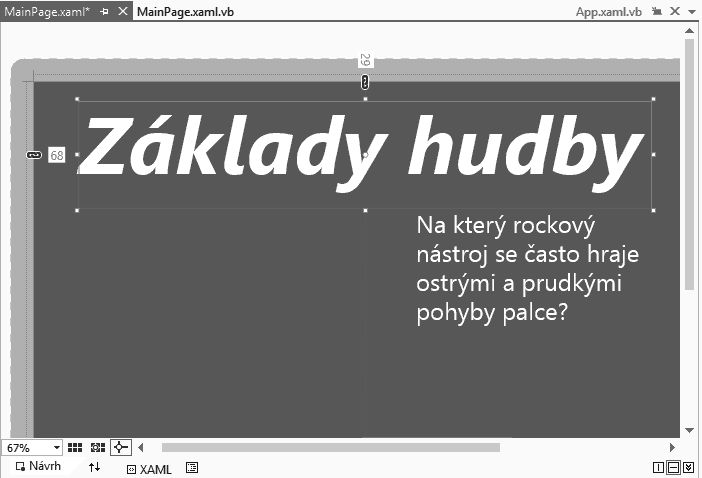 Kapitola 2 Integrované vývojové prostředí Visual Studio 51 3. V Průzkumníku řešení (Solution Explorer) poklepejte na soubor MainPage.