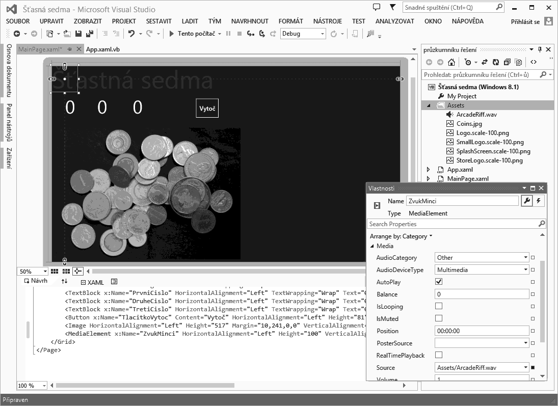 82 Část I Úvod do vývoje v prostředí Visual Studio V okně Vlastnosti (Properties) vidíte také několik dalších důležitých vlastností, vztahujících se k objektům typu MediaElement, které si můžete