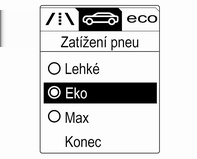 218 Péče o vozidlo centru řidiče (DIC) proveďte příslušné nastavení v nabídce Zatížení pneu, Nabídka Informace o vozidle 3 99.