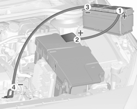 Péče o vozidlo 231 Vypněte veškeré nepotřebné elektrické spotřebiče. Při nouzovém startování se nenaklánějte nad akumulátor. Svorky jednoho pomocného kabelu se nesmějí dotýkat druhého kabelu.