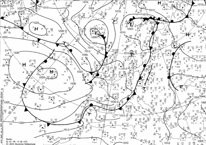 Obr. 19 Synoptická mapa pro den 3. 8.