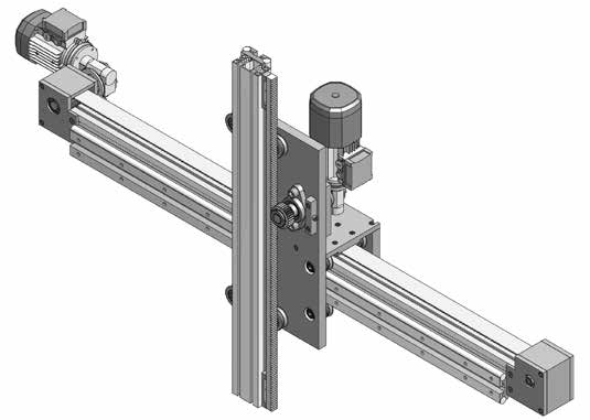 1 U druhého provedení (obrázek 2), které je větší a stabilnější, je ozubený hřeben připevněn na nosném profilu o rozměrech 45 x 90 mm.