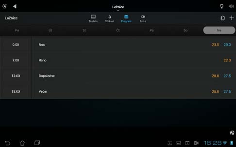 Nastavení časového programu Časový program je sada časových údajů přiřazených k předvolbě klimatu. Pokud jste si vytvořili předvolby, tak si časový program nastavíte jednoduše.