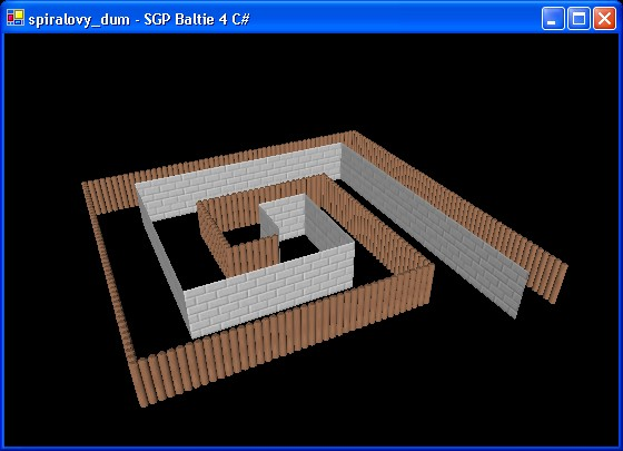 Úloha 1: Spirálový dům (3D programovací režim s Baltíkem) 1 a. Vytvořte spirálu z modelů SGP.34.sgpm a SGP.47.sgpm. Vnější stěna spirály bude tvořena modelem SGP.34.sgpm a vnitřní stěna modelem SGP.