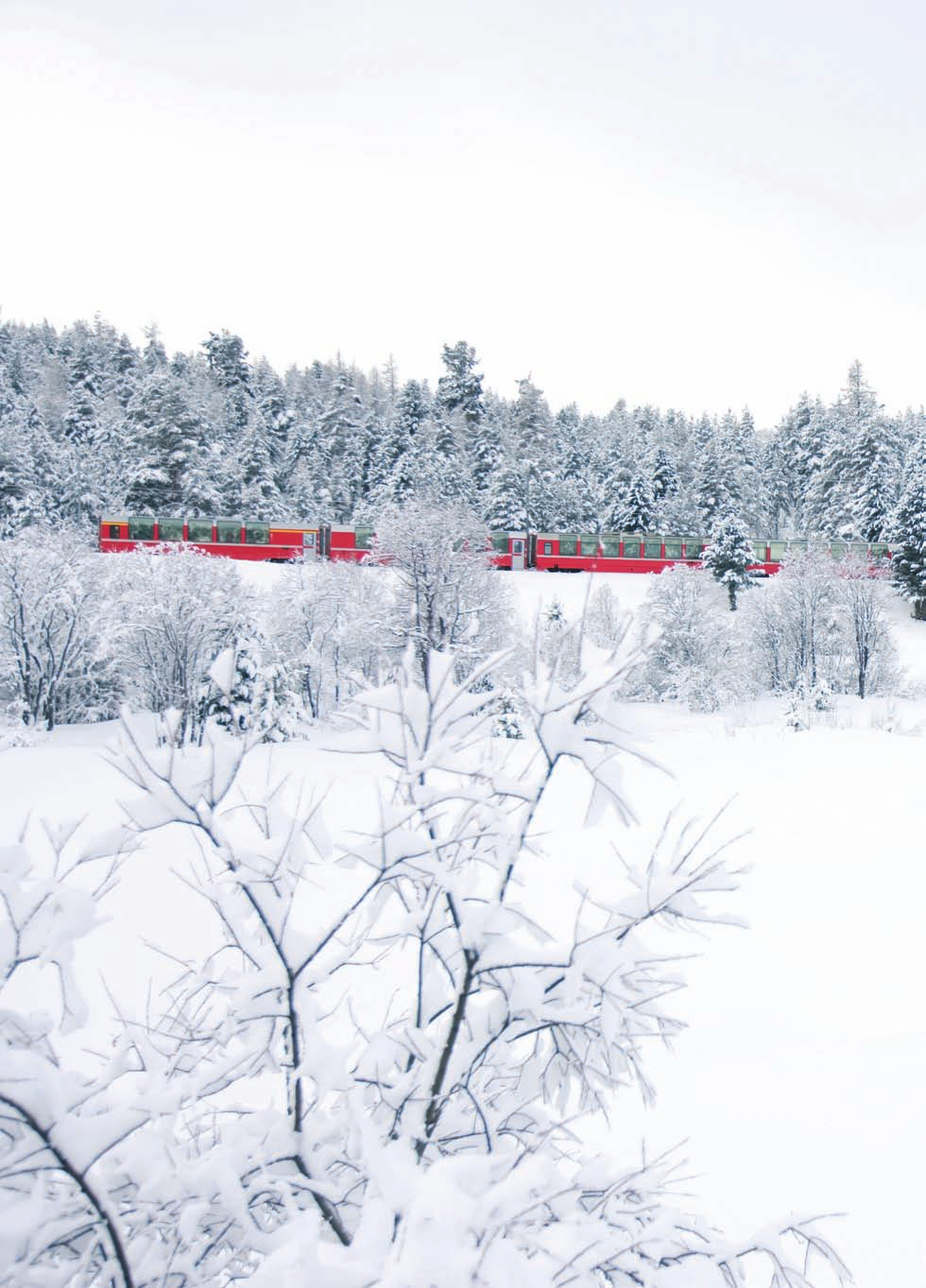 Rhétská dráha. Bernina Express u Statzer Waldu Rhätische Bahn Rhätische Bahn +41 (0)81 288 65 65 railservice@rhb.ch www.rhb.ch Nastupte a kochejte se! Koupit jízdenku, nastoupit a kochat se.