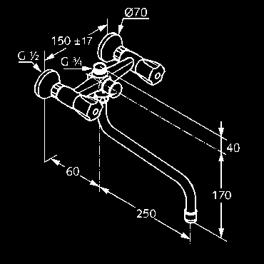 trieda prietokového množstva BA otočný výtok 250 mm perlátor M 22 x 1 automatický prepínač