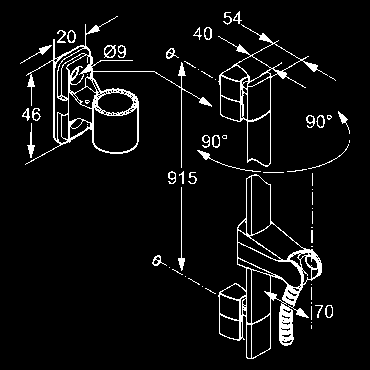 pretočeniu plastová s kovovým efektom s kónickými maticami G 1/2 x G 1/2 x 1600 mm stupeň hlučnosti I chróm 6564205-00 121,87 NÁSTENNÉ TYČE KLUDI A-QA i nástenná tyč L = 900 mm otočná doprava a