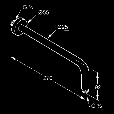 Príslušenstvo pre sprchy KLUDI A-QA sprchové rameno DN 15 pre tanierovú hlavovú sprchu DN 15 vyloženie 400 mm s rozetou Ø 55