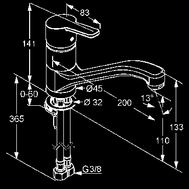 PA-IX 7526/IA chróm 379130575 63,55 KLUDI LOGO NEO drezová jednopáková batéria DN 10