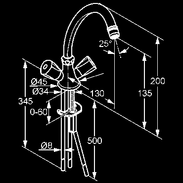 prúdu M 22 x 1 závitové pripojenie výtoku G 3/4 medené rúrky 8 mm pre beztlakový prietokový
