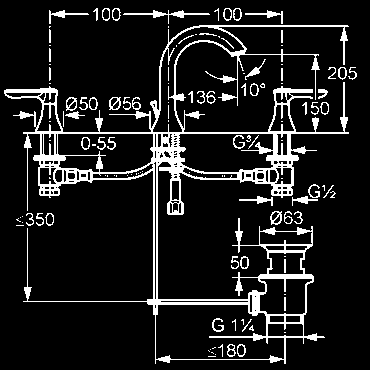 prietokového množstva A s-pointer perlátor M 24 x 1 odpadová súprava G 1 1/4 flexibilné prípojky G 3/8 chróm 541290575 352,98 KLUDI AMPHORA umývadlová batéria DN 15 trojotvorová montáž