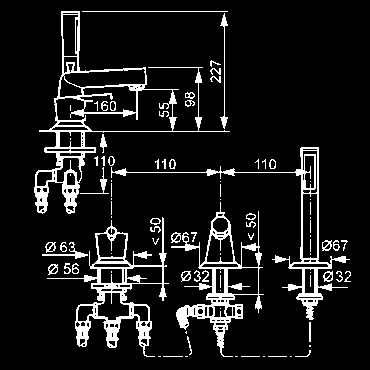 vaňová okrajová montáž KLUDI KIDÓ-páka trieda  G 1/2 x 600 mm poistka proti spätnému nasatiu vody vyloženie 160 mm pre montážnu jednotku pre