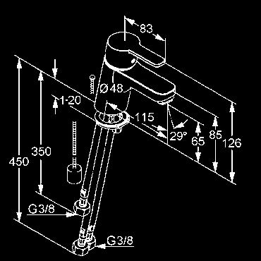 stupeň hlučnosti I P-IX 19334/IZ chróm 372830575 53,47 KLUDI LOGO NEO umývadlová jednopáková batéria DN10 prietokové množstvo