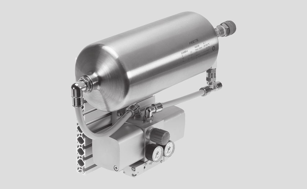 , s akumulátorom stlačeného vzduchu údajový list funkcia tlakový multiplikátor s regulátorom tlaku -Q- teplotný rozsah +5 +60 C -L- pomer tlakov 1:2 -W- www.festo.