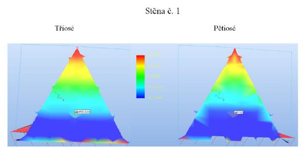 Obr. 10 Stěna č. 1 obráběná tříosým a pětiosým obráběním Obr. 11 Stěna č.