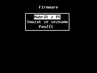 Položka hlavního menu Firmware Je-li v hlavním menu přístroje zobrazena položka Firmware, pak se jedná o FW modul verze 03.