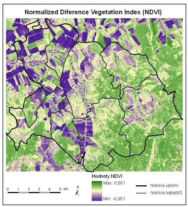 Normalizovaný diferenční vegetační index (NDVI-Normalized Difference Vegetation) Jednoduchý poměrový vegetační index (RVIRatio Vegetation Index) hodnoty v intervalu (-1, +1) korelují především s