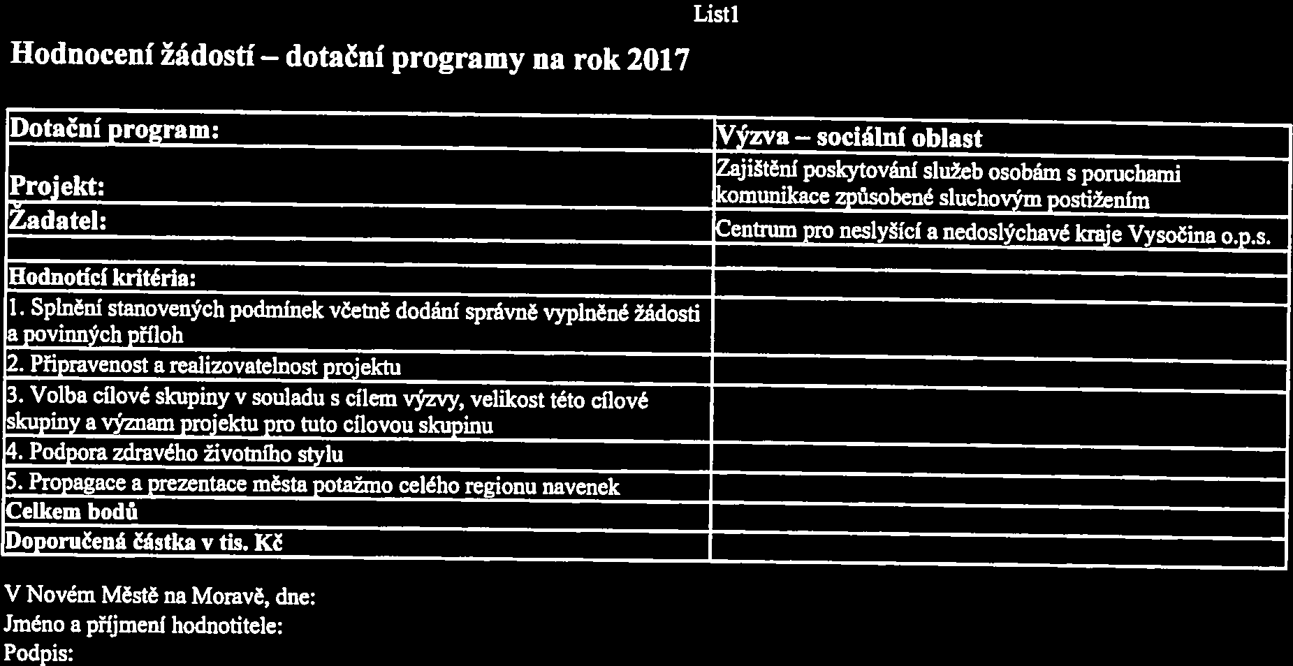 Žadatel: Centrum pro nesl