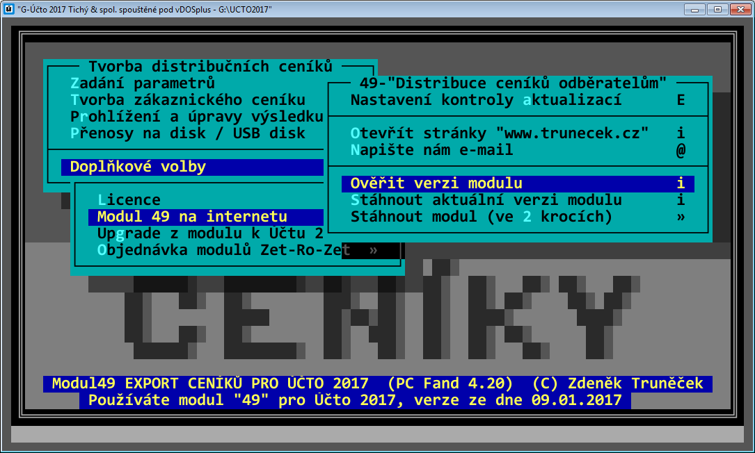 2. INSTALACE MODULU Modul "Distribuce ceníku odběratelům" lze instalovat pouze do Účta, v němž je nainstalován modul 31 Sklady - alternativní ceny.