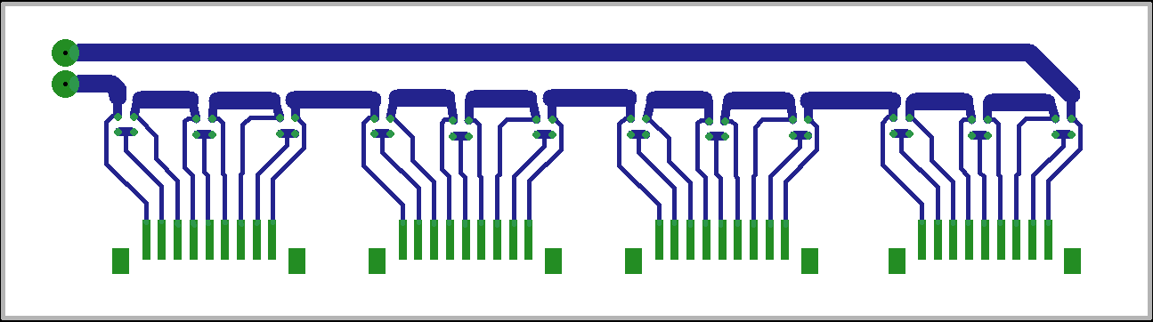 2 PRAKTICKÁ ČÁST 2.1 Zkušební testovací obrazec Pro sledování elektrické vodivosti pájených spojů byla navrhnuta zkušební DPS znázorněná na obrázku 2.1. Na této DPS je dvanáct polí pájecích plošek 2x2.