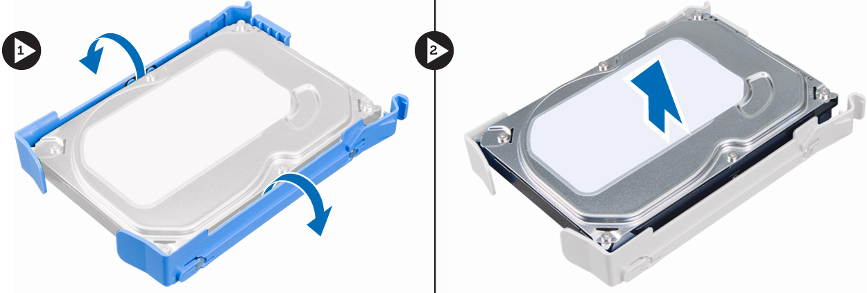 Připojte datový kabel a napájecí kabel k pevnému disku. 4. Nasaďte kryt. 5. Postupujte podle pokynů v části Po manipulaci uvnitř počítače. Demontáž optické jednotky 1.