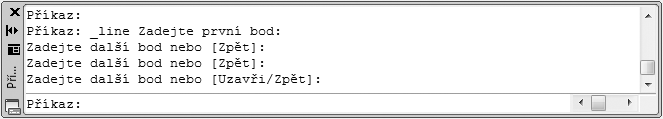 UûivatelskÈ prost edì AutoCADu Okno příkazové řádky Implicitně má toto okno tři textové řádky.