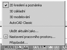 ZaËÌn me Uživatelé toužící po větším místu na kreslení mohou pravým tlačítkem myši klepnout na záložku Model či Rozvržení a z místní nabídky zvolit příkaz Skrýt karty Rozvržení a Model.