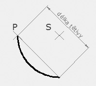 AutoCAD automaticky nastaví poloměr a můžete vléct kurzorem oblouk do požadované pozice nebo zadat souřadnice koncového bodu, který