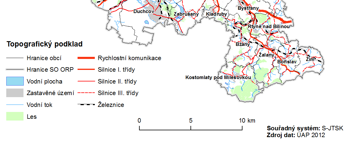 Nejrozsáhlejší obcí je Krupka zabírající téměř 4 693,6 ha, která se rozkládá na severovýchodní části tohoto území. Jedná se o příhraniční oblast sousedící s Německem. Mapa 1.