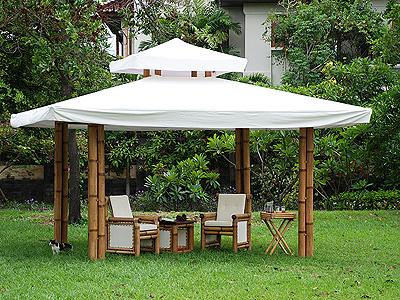 Iron Natural frame with Sunbrella waterproof fabric w/ sunbrella matt Lanai Tent 360x360 (outside 500x500) 53900 460 460 320 68,729 3% 2,062 Local water repellant fabric Bamboo poles frame.