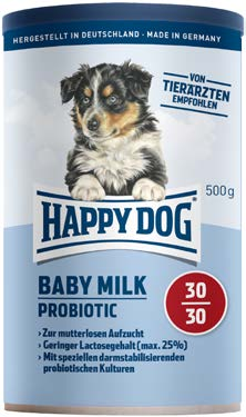 2%) Se speciální probiotickou kulturou, stabilizující střevní prostředí Sušené mléko Happy Dog Baby Milk Probiotic 30/30 je ideální k odchovu štěňat matky od prvního dne života.