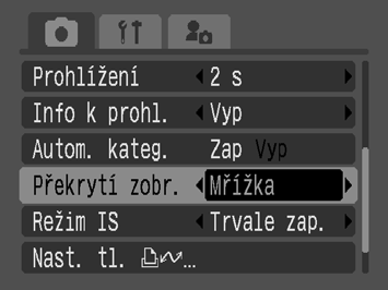 114 Nastavení překrytí zobrazování Dostupné režimy fotografování str.