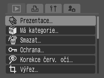 136 Automatické přehrávání (Prezentace) Automatické přehrávání snímků uložených na paměťové kartě. Nastavení snímků pro prezentace jsou založena na standardu DPOF (Digital Print Order Format) (str.