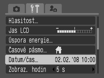 3. Stiskněte tlačítko. Změna již nastaveného Datum/čas Následujícím postupem zobrazte okno Datum/čas a poté postupujte výše uvedenými kroky 2 a 3. 1.