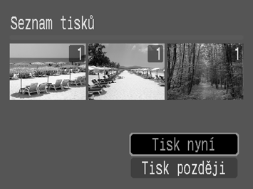 Tisk 21 Tisk ze seznamu tisků Snímek lze přidat do seznamu tisků přímo pouhým stisknutím tlačítka po jeho pořízení nebo přehrání.