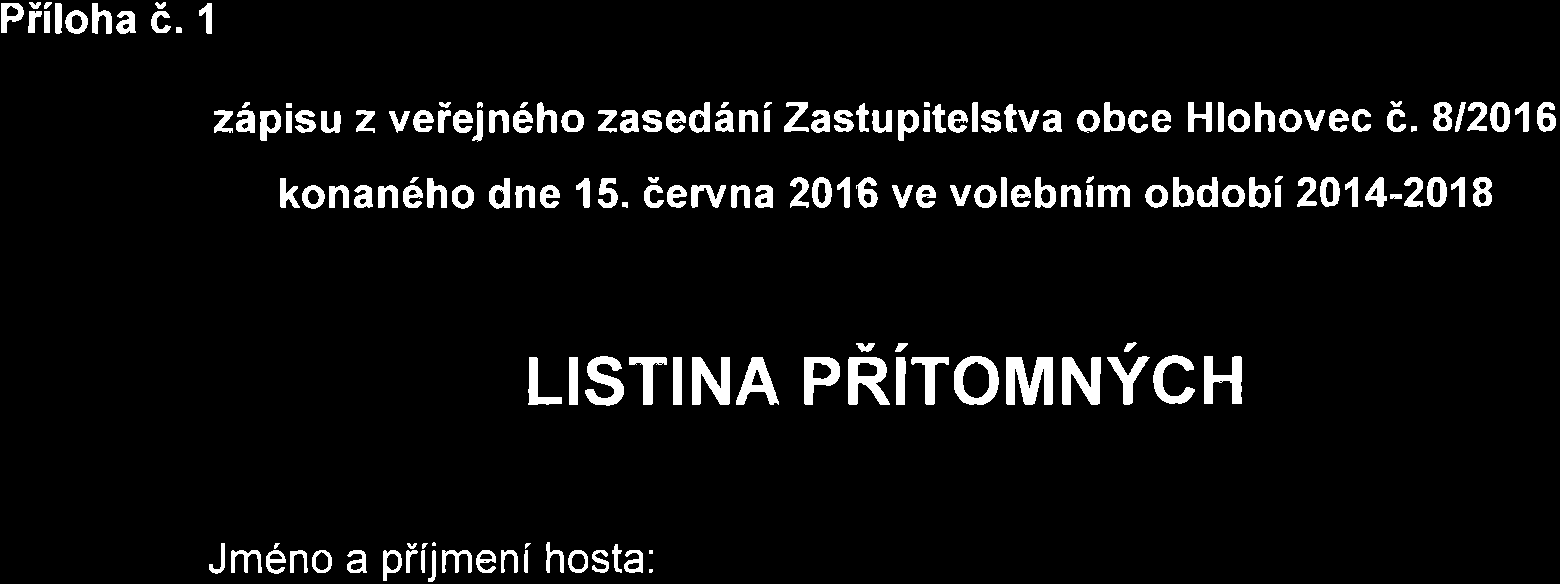 Piiloha 6. 1 z6pisu z veiejn6ho zased6ni Zastupitelstva obce Hlohovec 8.812016 konan6ho dne 15.