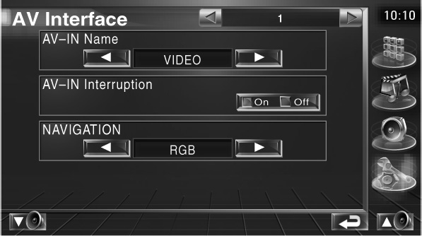 Nabídka Nastavení Nastavení rozhraní AV Můžete nastavit parametry zvukového a obrazového (AV) rozhraní.