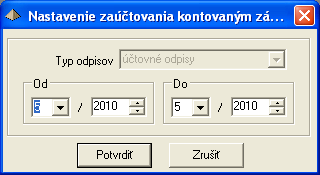 Nastaviť stav zaúčtovania odpisov nahrádza zaúčtovanie pre uţívateľov, ktorí nevyuţívajú zaúčtovanie odpisov cez automatické zaúčtovanie